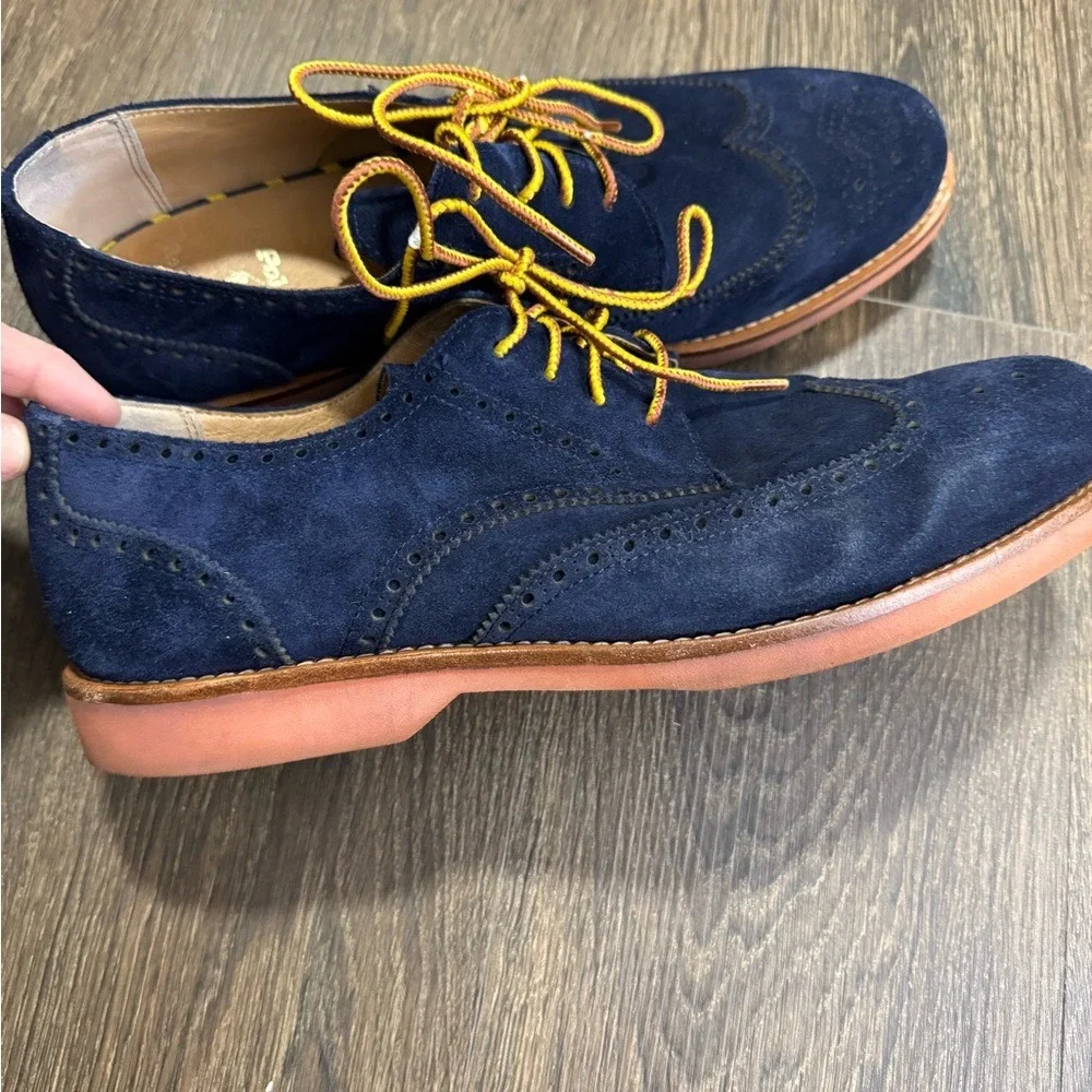 Polo Ralph Lauren Rhett Wingtip Oxfords Blue Suede Sz 11D Preppy Old Money
